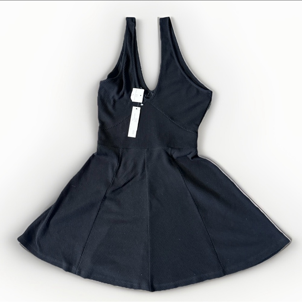 Anthropologie Drew‎ Black  Mini  Dress Women S/P  Micro Ribbed Tank USA